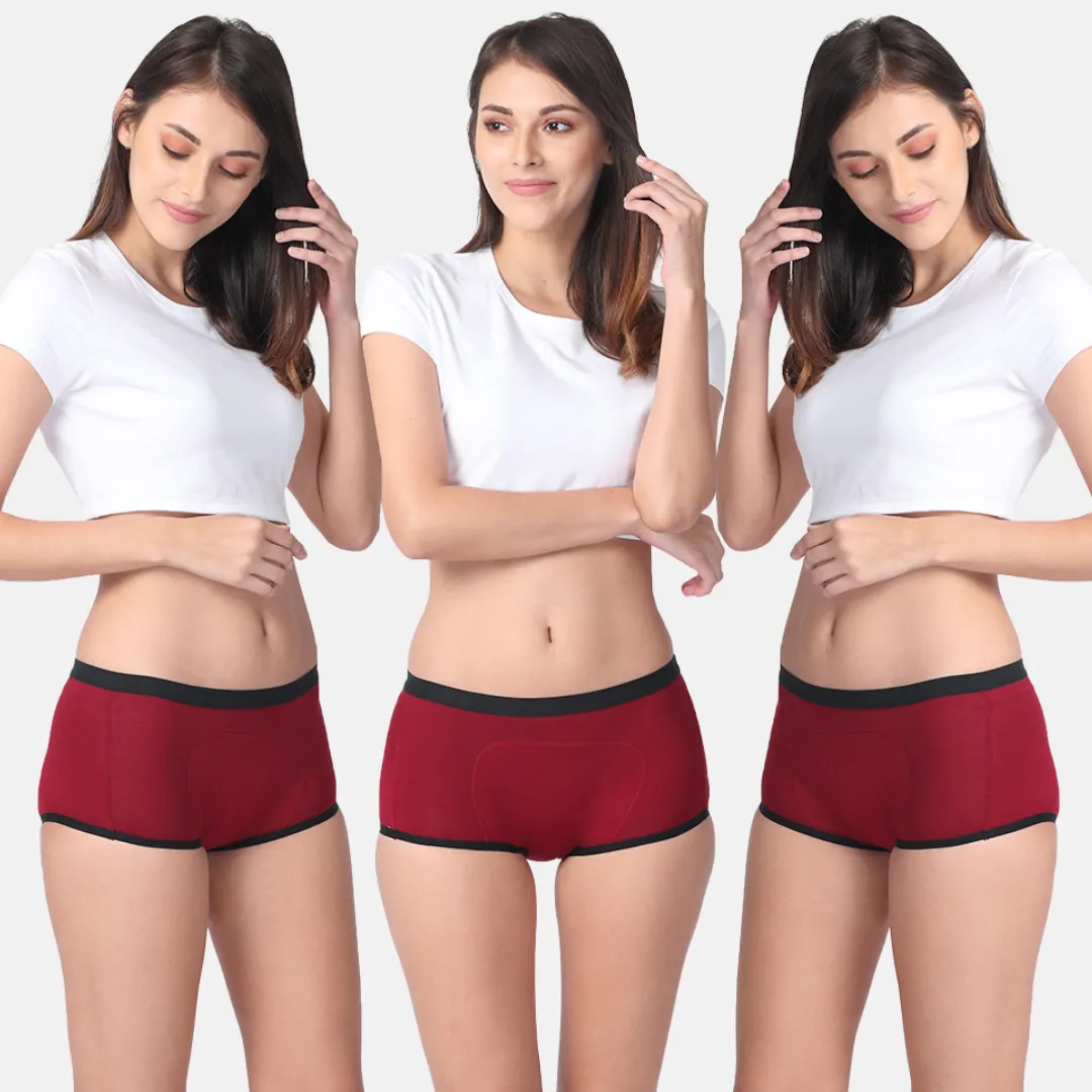 Modal Period Panty For Heavy Flow | Boxer Fit | Prevents Front, Back & Inner Thigh Stains | 3 Pack - Image 13