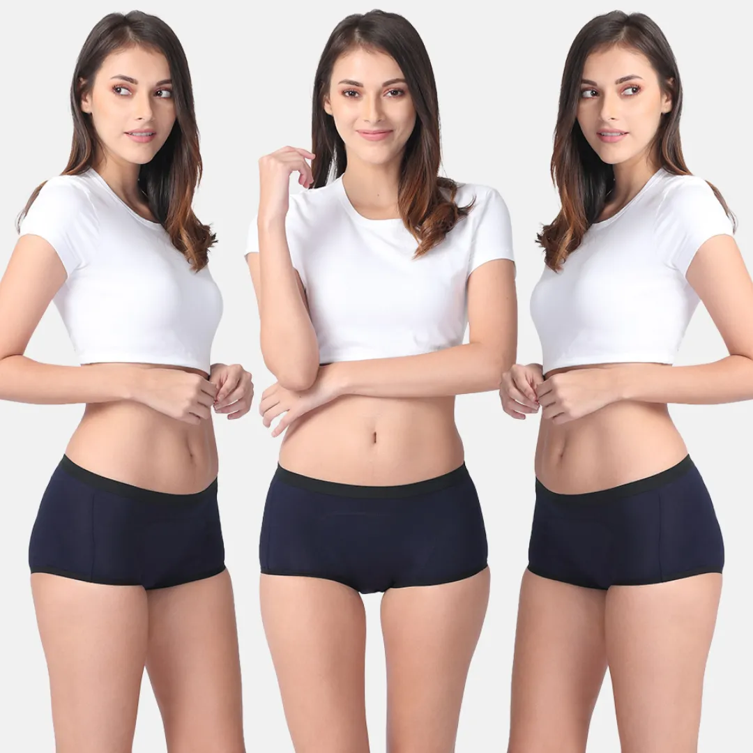 Modal Period Panty For Heavy Flow | Boxer Fit | Prevents Front, Back & Inner Thigh Stains | 3 Pack - Image 14