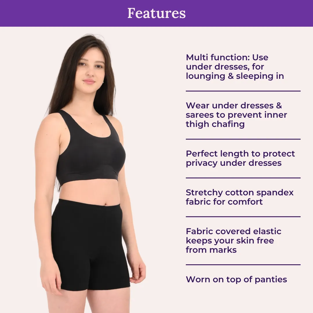 Under Dress Shorts | Full Hip Coverage | Prevents Inner Thigh Chafing | 2 Pack - Image 4