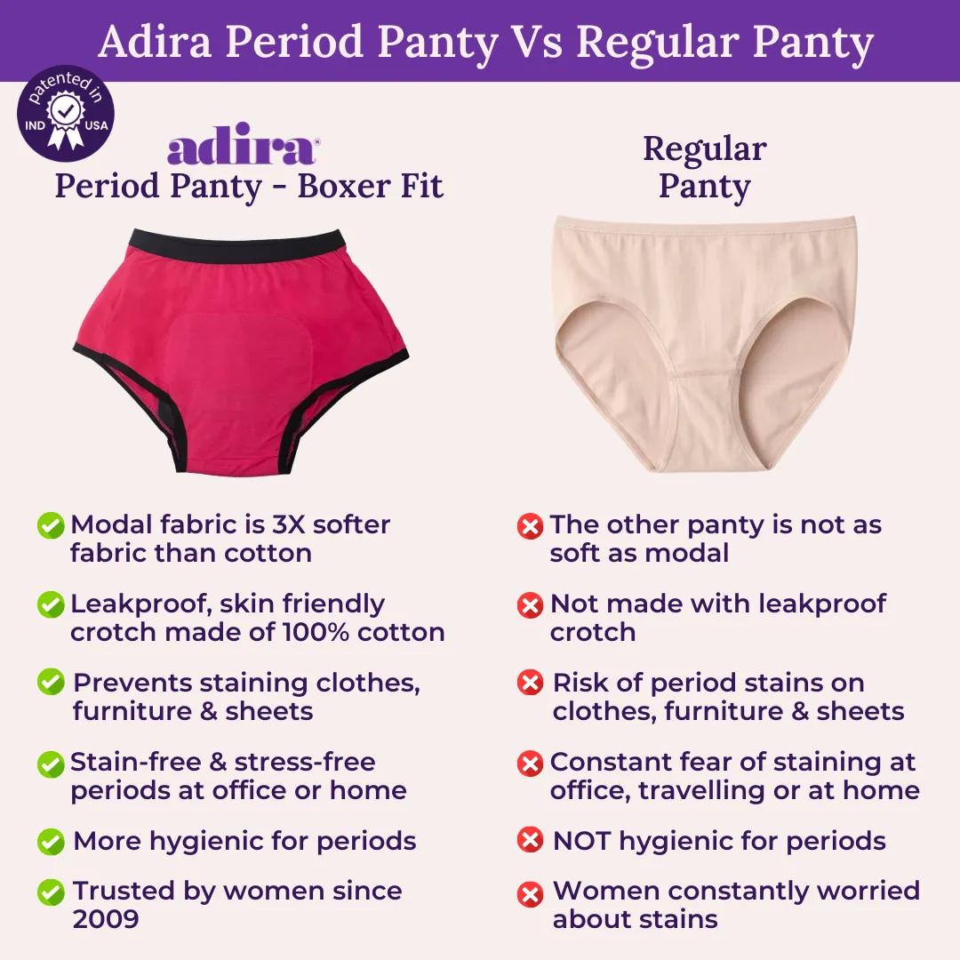 Modal Period Panty For Heavy Flow | Boxer Fit | Prevents Front, Back & Inner Thigh Stains | 3 Pack - Image 5