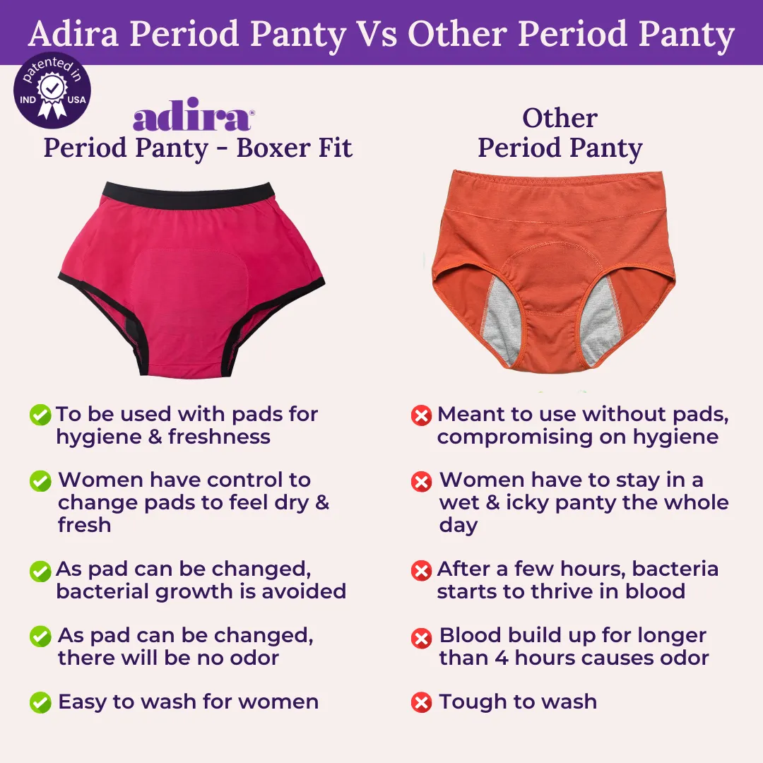 Modal Period Panty For Heavy Flow | Boxer Fit | Prevents Front, Back & Inner Thigh Stains | 3 Pack - Image 6