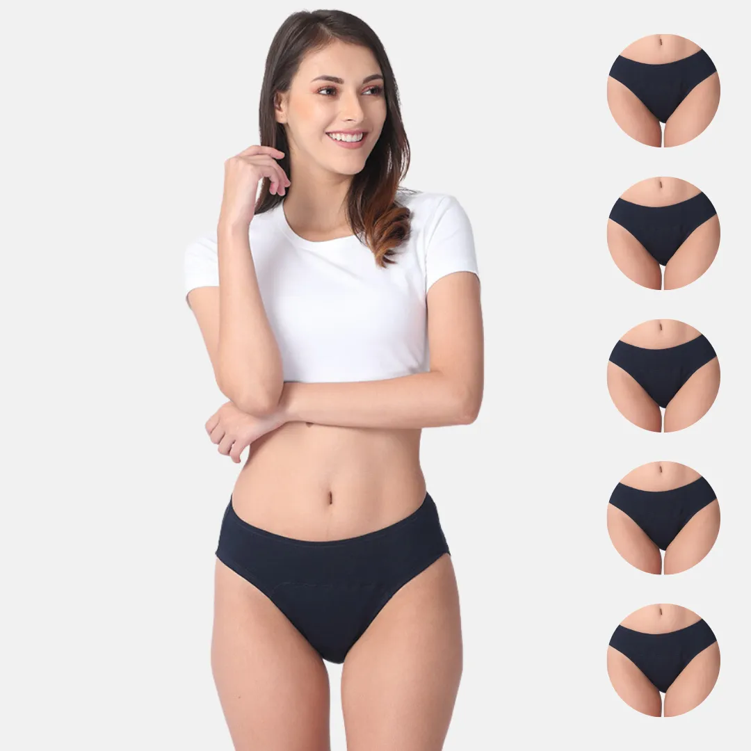 Period Panties For Stain Free Period | Hipster Fit | Leakproof | Use with Pad For Hygiene | Prevents Front & Back Stains | 5 Pack - Image 12