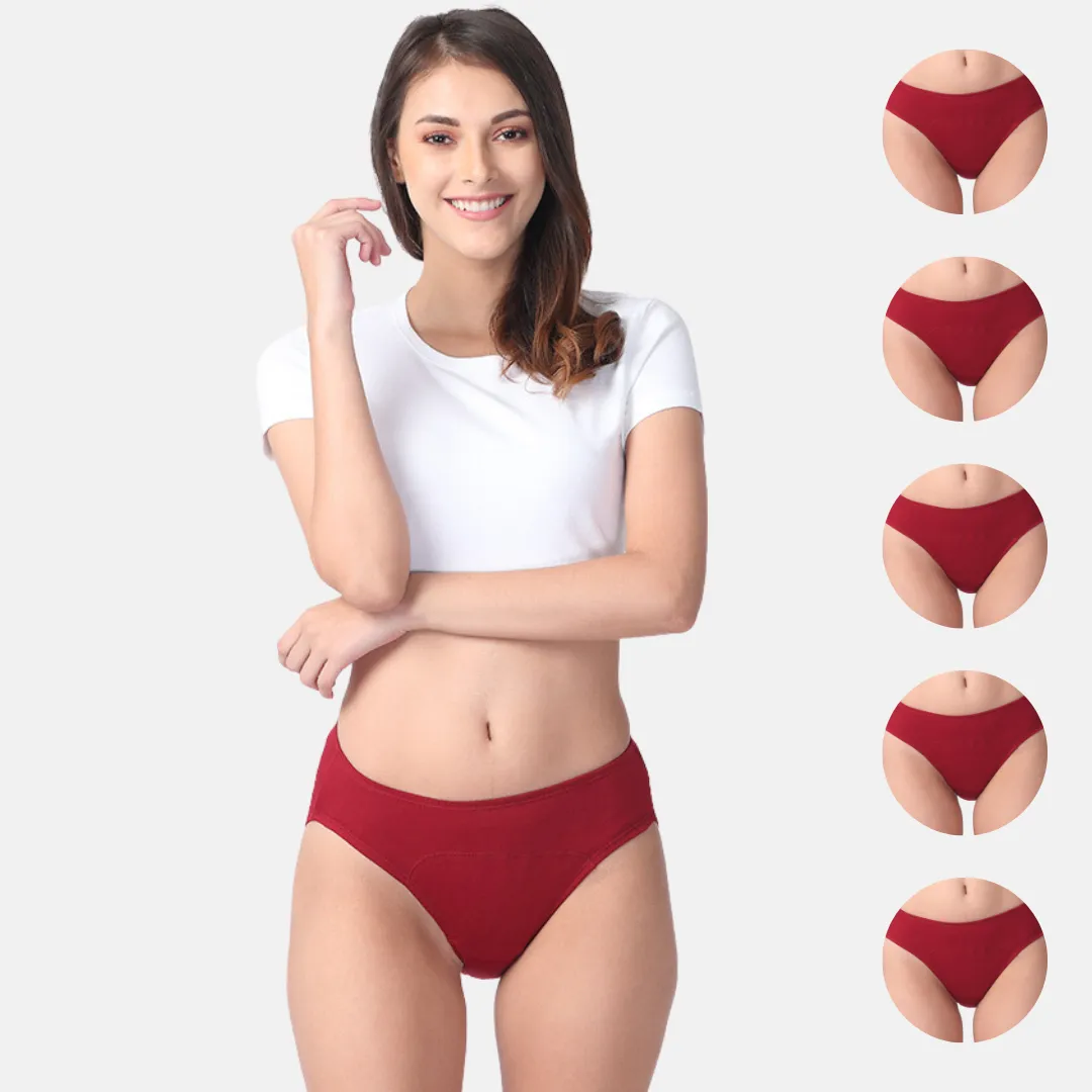 Period Panties For Stain Free Period | Hipster Fit | Leakproof | Use with Pad For Hygiene | Prevents Front & Back Stains | 5 Pack - Image 13