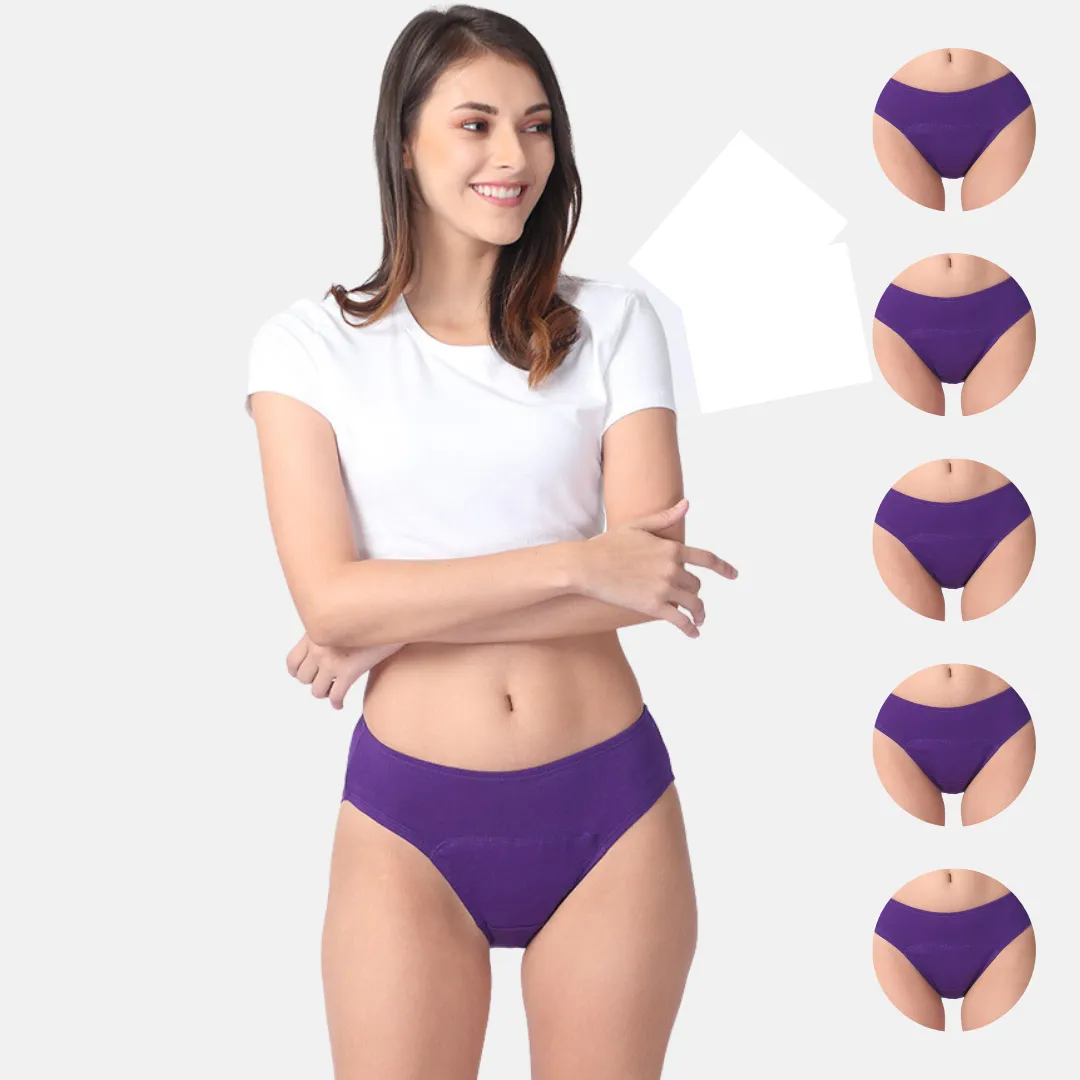 Period Panties For Stain Free Period | Hipster Fit | Leakproof | Use with Pad For Hygiene | Prevents Front & Back Stains | 5 Pack - Image 14