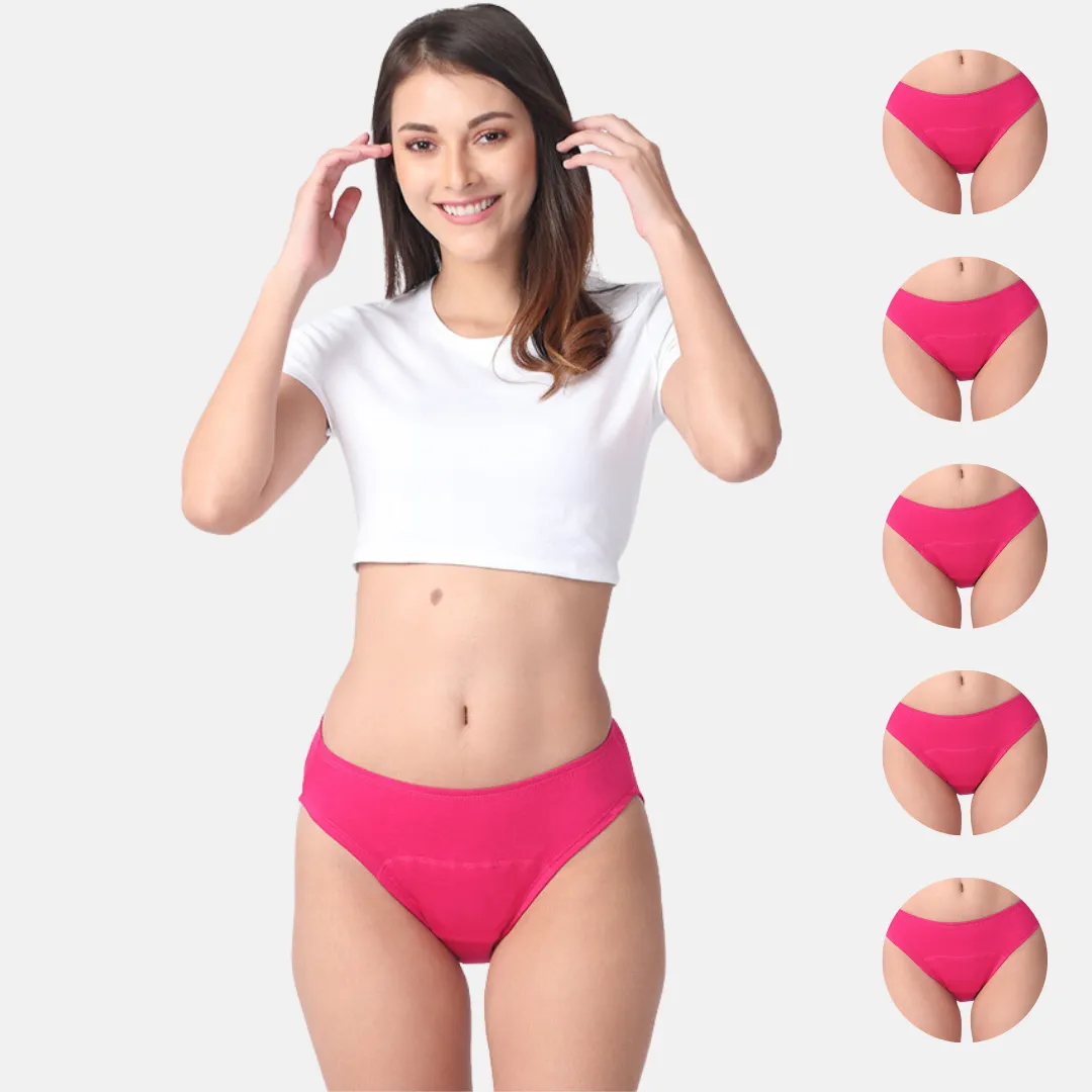 Period Panties For Stain Free Period | Hipster Fit | Leakproof | Use with Pad For Hygiene | Prevents Front & Back Stains | 5 Pack - Image 15
