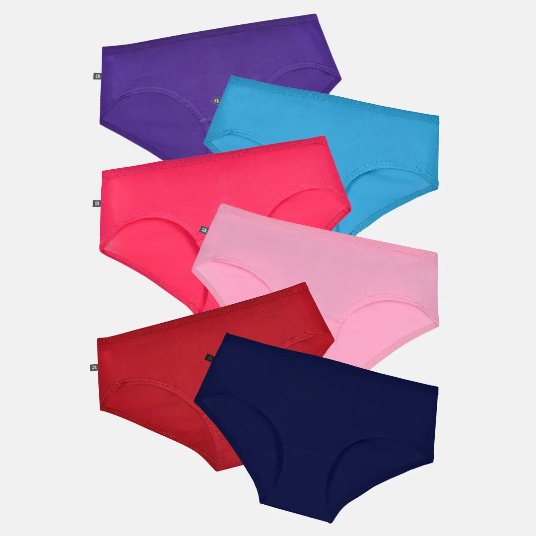 Teen Cotton Panties | High Waist | Full Hip Coverage | No Exposed Elastic At Waist & Thigh Round | Prevents Friction | Pack Of 6 - Image 7