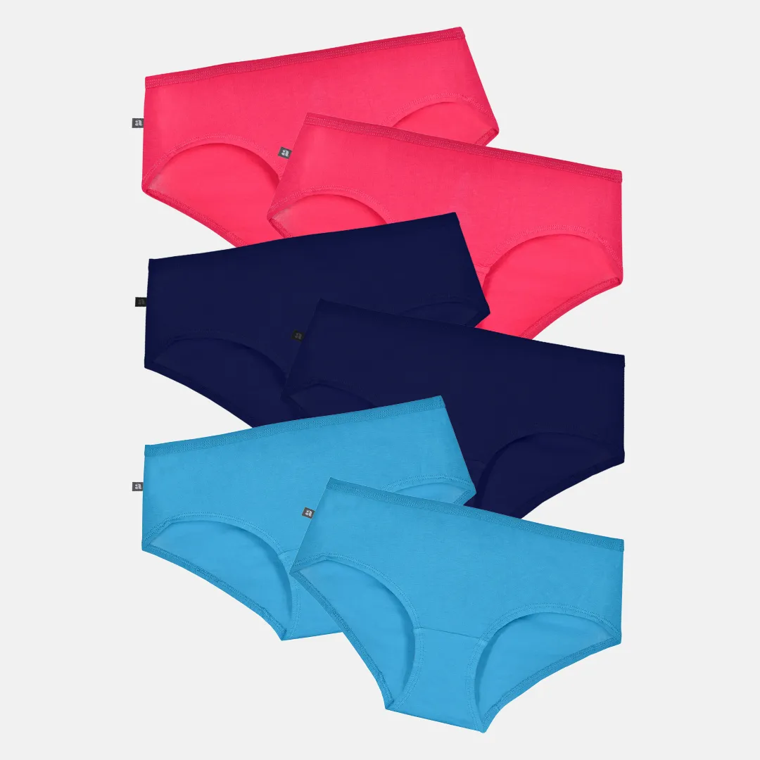 Teen Cotton Panties | High Waist | Full Hip Coverage | No Exposed Elastic At Waist & Thigh Round | Prevents Friction | Pack Of 6 - Image 9