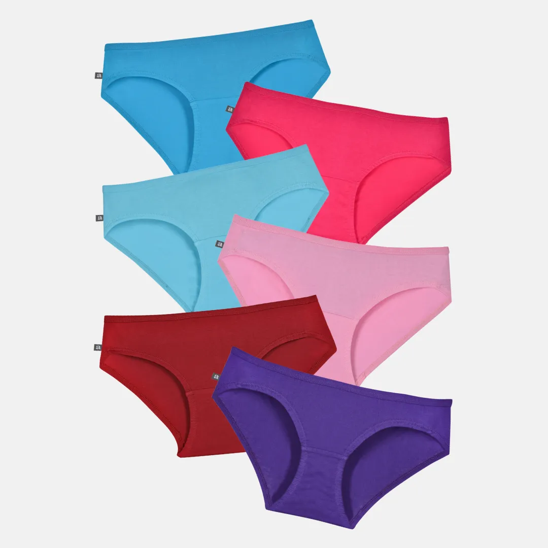 Teen Cotton Panties | Mid Waist | Full Hip Coverage | No Exposed Elastic At Waist & Thigh Round | Prevents Friction | Pack Of 6 - Image 10