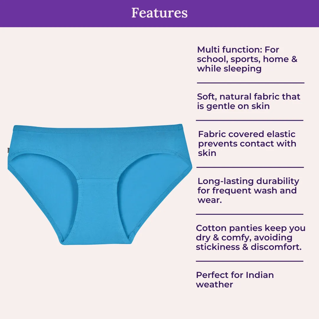Teen Cotton Panties | Mid Waist | Full Hip Coverage | No Exposed Elastic At Waist & Thigh Round | Prevents Friction | Pack Of 6 - Image 4