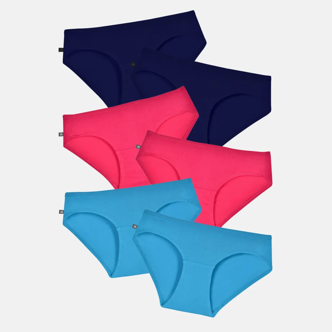 Teen Cotton Panties | Mid Waist | Full Hip Coverage | No Exposed Elastic At Waist & Thigh Round | Prevents Friction | Pack Of 6 - Image 7