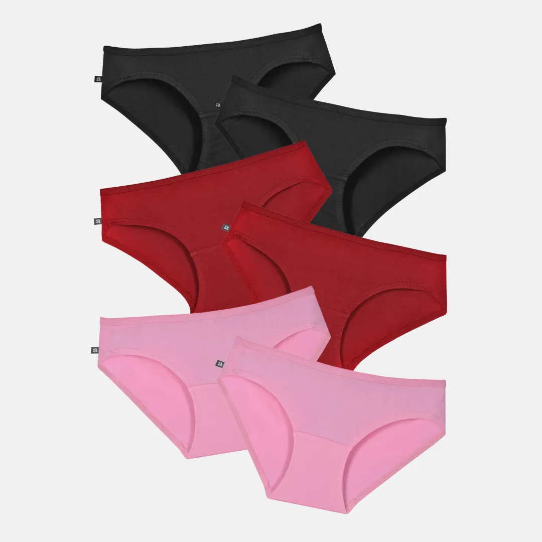 Teen Cotton Panties | Mid Waist | Full Hip Coverage | No Exposed Elastic At Waist & Thigh Round | Prevents Friction | Pack Of 6 - Image 8