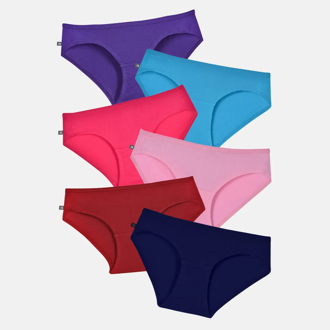 Teen Cotton Panties | Mid Waist | Full Hip Coverage | No Exposed Elastic At Waist & Thigh Round | Prevents Friction | Pack Of 6 - Image 9