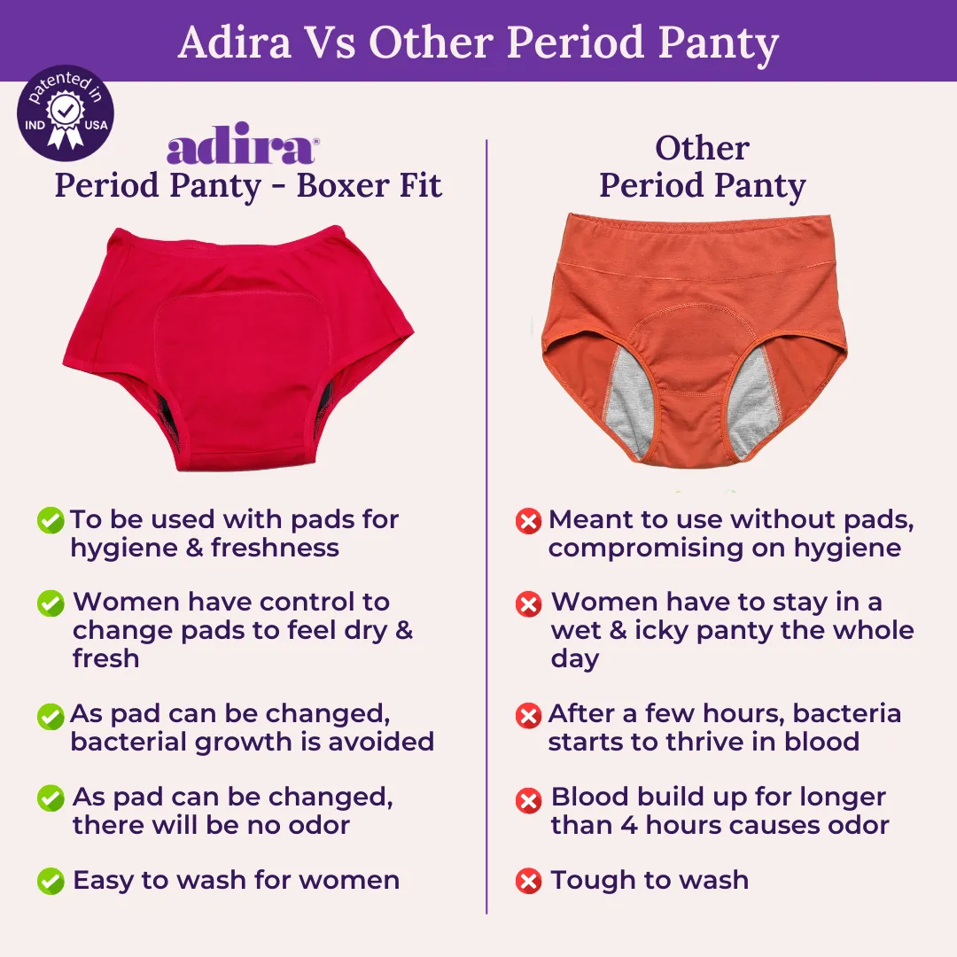 Heavy Flow Period Panties Boxer Fit | Prevents Front, Back & Inner Thigh Stains | Pack Of 3 - Image 6