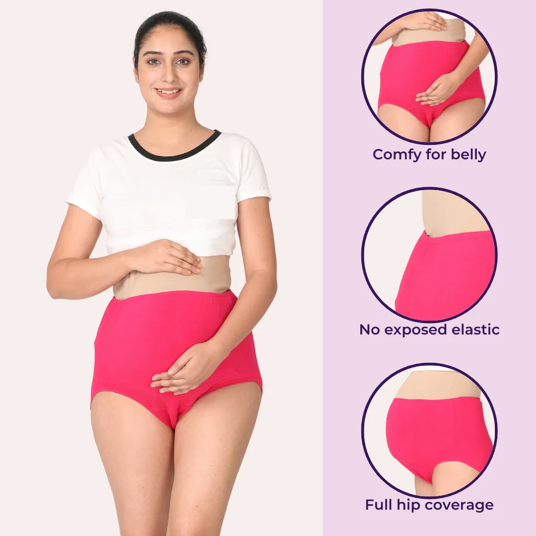 Maternity Belly Panel Panty | High Waist Full Coverage | Full Belly Support | Assorted | Recommended For 3rd Trimester | Pack Of 7 - Image 2