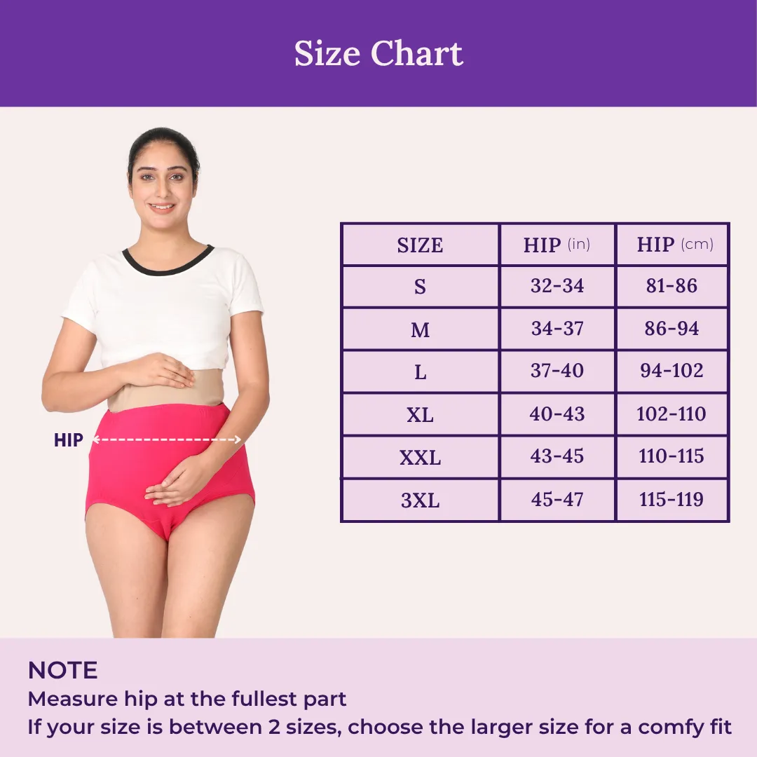 Maternity Belly Panel Panty | High Waist Full Coverage | Full Belly Support | Assorted | Recommended For 3rd Trimester | Pack Of 7 - Image 3
