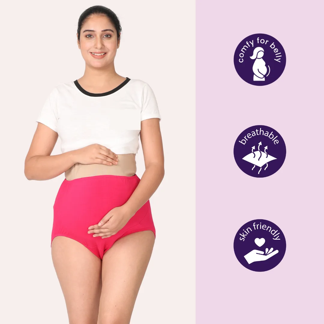 Maternity Belly Panel Panty | High Waist Full Coverage | Full Belly Support | Assorted | Recommended For 3rd Trimester | Pack Of 7 - Image 7