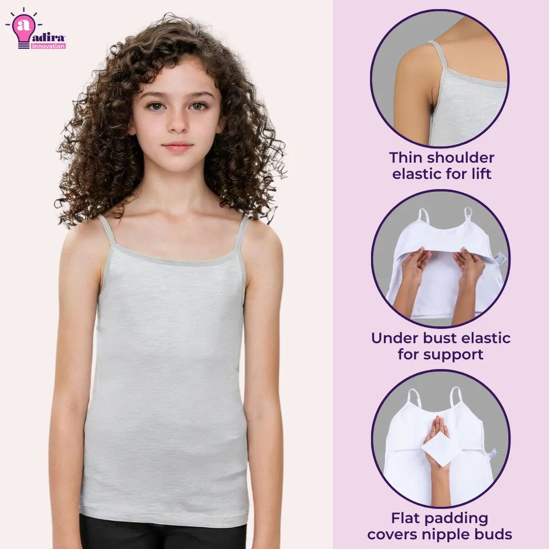Padded Camisole | For Teens | Flat Padding | Covers Nipple Buds | Pack Of 3 - Image 7