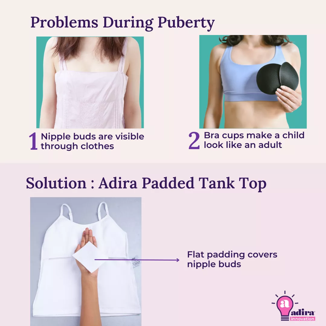 Padded Tank Top For Teens | Flat Padding Covers Nipple Buds | Perfect To Wear Under School Uniform - Image 10
