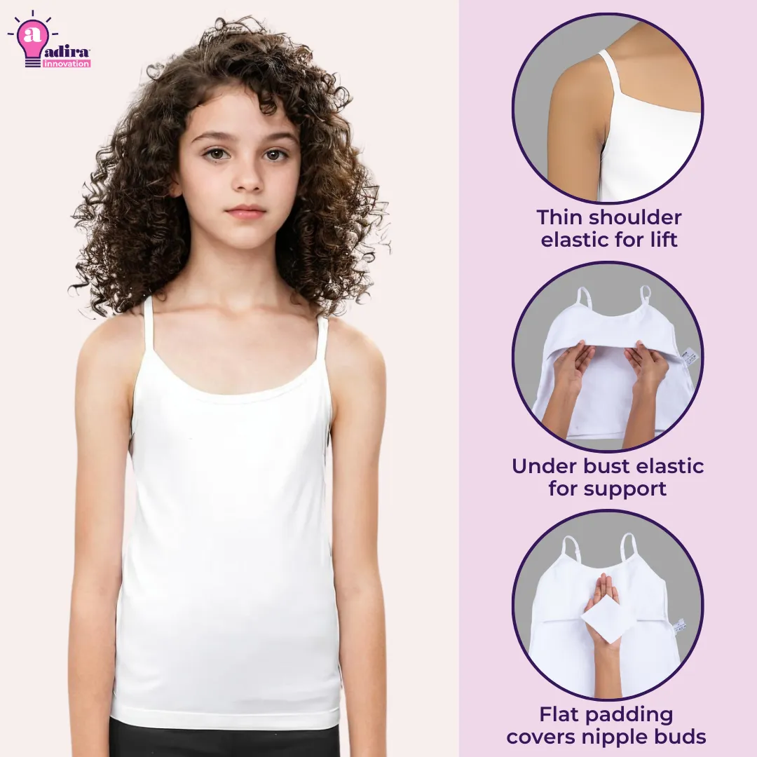Padded Tank Top For Teens | Flat Padding Covers Nipple Buds | Perfect To Wear Under School Uniform (Copy) - Image 5
