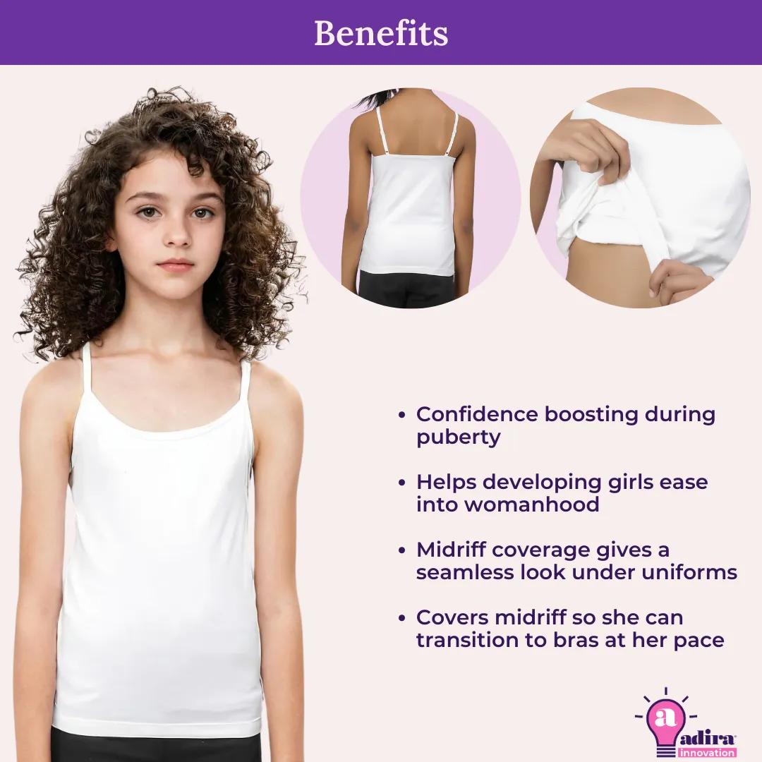 Padded Tank Top For Teens | Flat Padding Covers Nipple Buds | Perfect To Wear Under School Uniform (Copy) - Image 6