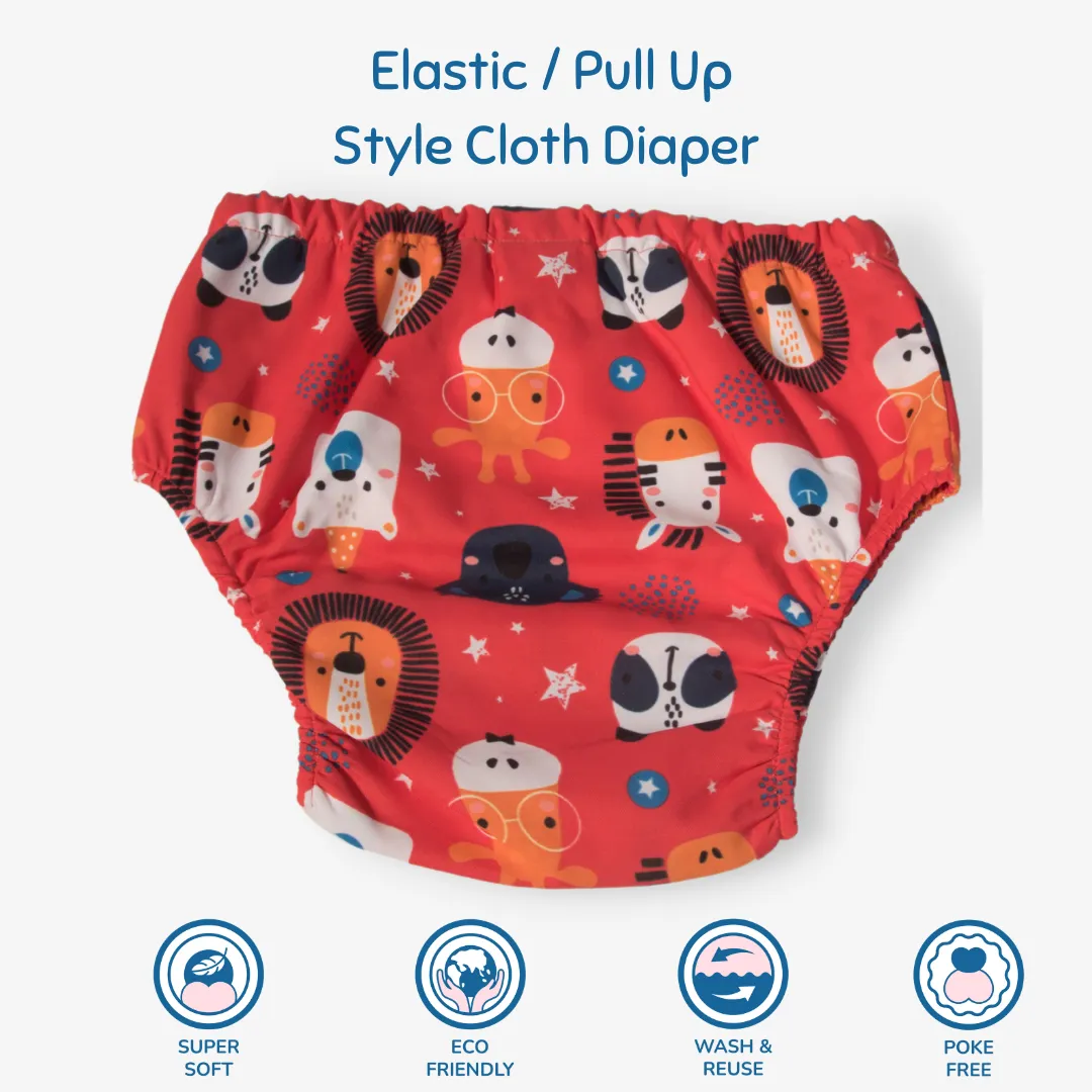 Fabric Diaper | Jungle Jumble | Elastic Waist | Pull Up/Underwear Style | With 2 Diaper Pads Free - Image 3