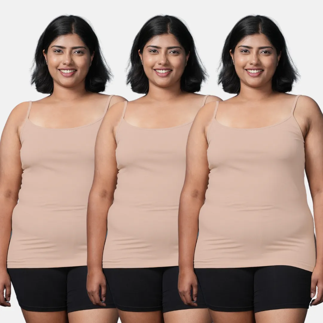 Plus Size Camisole | Soft Adjustable Shoulder Elastic | Offers Full Coverage | Pack Of 3 - Image 11