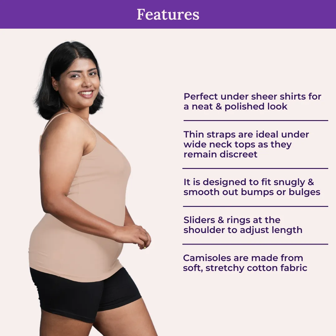 Plus Size Camisole | Soft Adjustable Shoulder Elastic | Offers Full Coverage | Pack Of 3 - Image 4