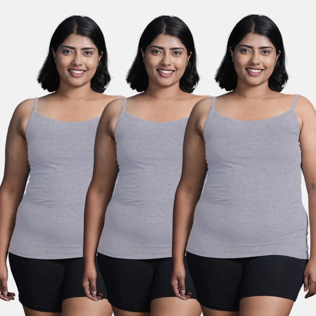 Plus Size Camisole | Soft Adjustable Shoulder Elastic | Offers Full Coverage | Pack Of 3 - Image 7