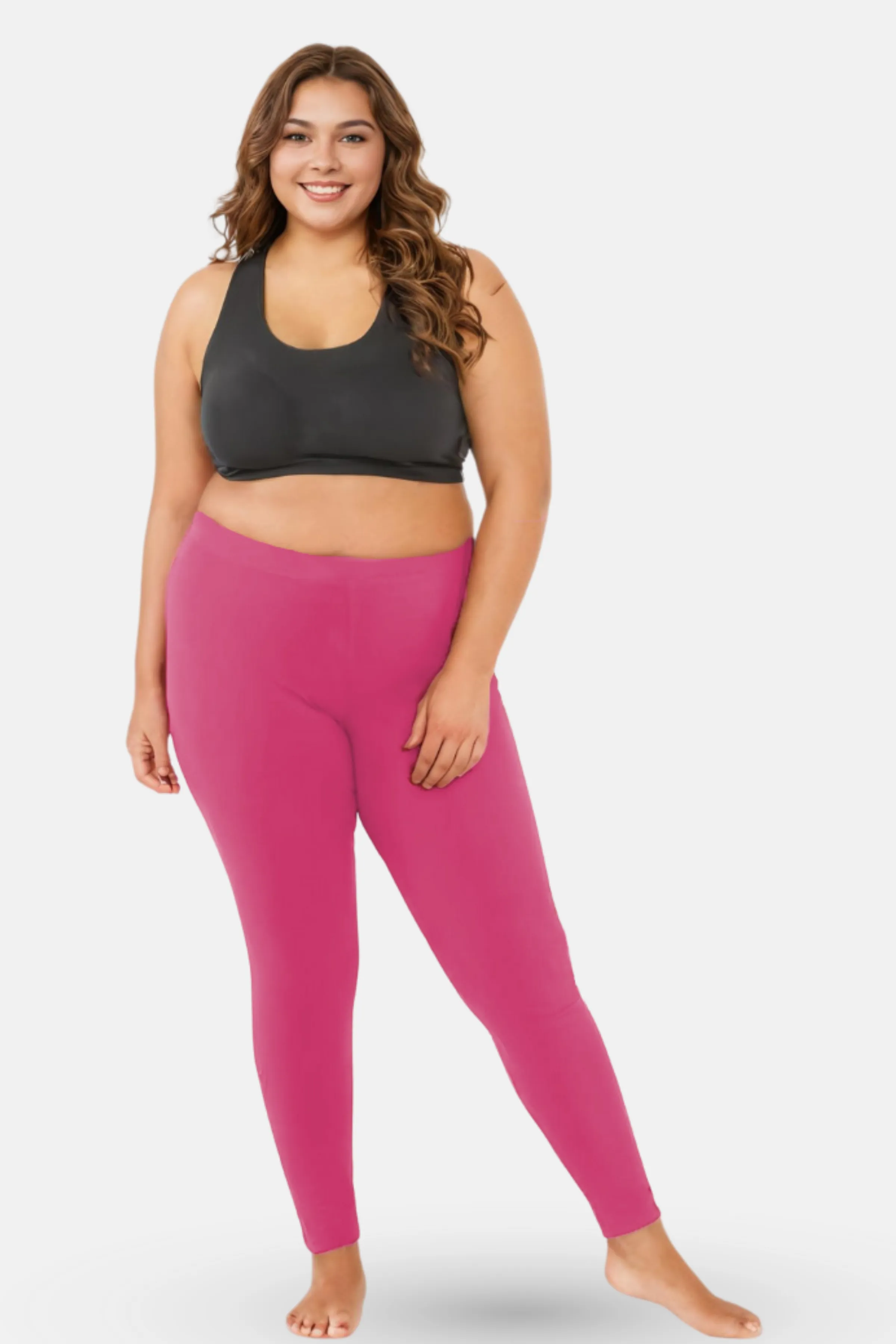 Plus Size Leggings For Women | Mid Waist | Ankle Length | Soft Cotton & Elastane Blend | Non-See-Through | Gusset Crotch Prevents Ripping