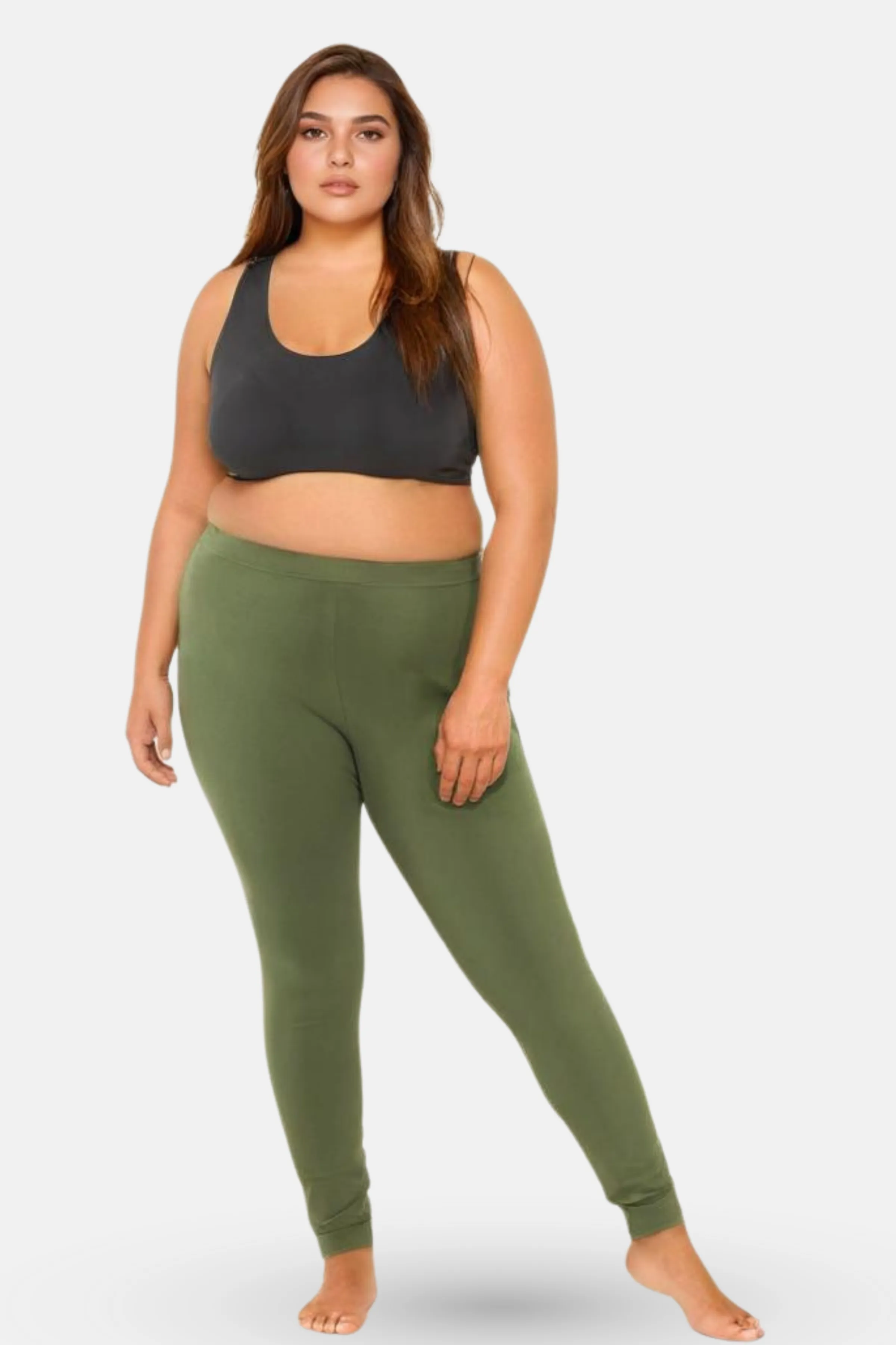 Plus Size Leggings For Women | Mid Waist | Ankle Length | Soft Cotton & Elastane Blend | Non-See-Through | Gusset Crotch Prevents Ripping