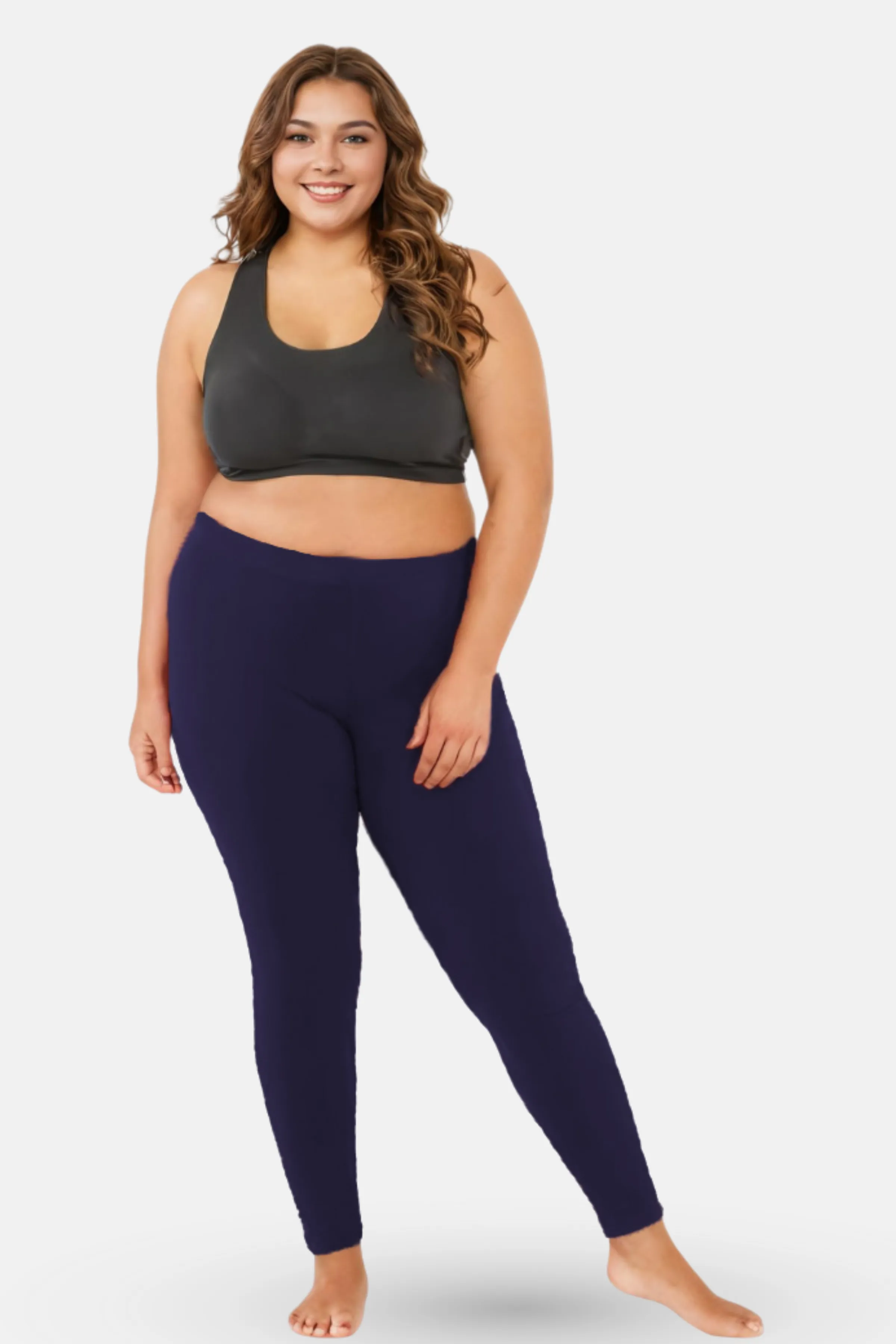 Plus Size Leggings For Women | Mid Waist | Ankle Length | Soft Cotton & Elastane Blend | Non-See-Through | Gusset Crotch Prevents Ripping