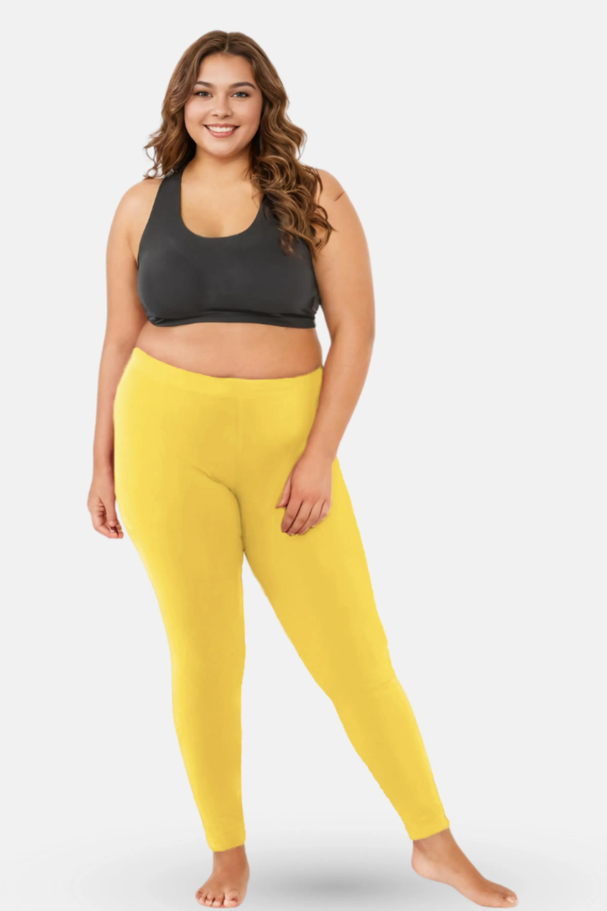 Plus Size Leggings For Women | Mid Waist | Ankle Length | Soft Cotton & Elastane Blend | Non-See-Through | Gusset Crotch Prevents Ripping
