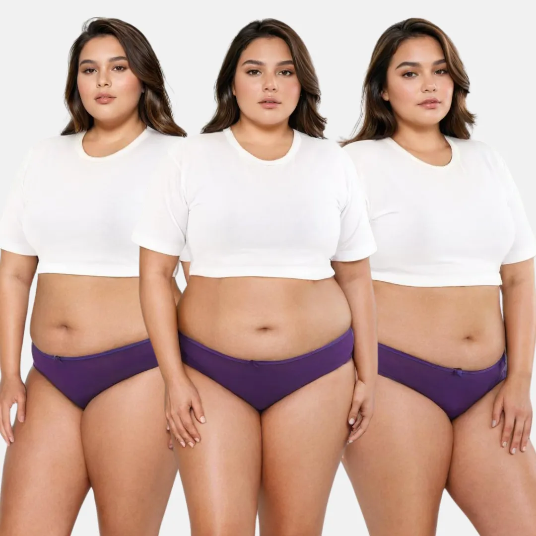 Plus Size BrZee Bikinis | Lightweight Cotton-Elastane Fabric | Super Stretchy For Comfort | No Visible Panty Lines | Pack Of 3 - Image 12