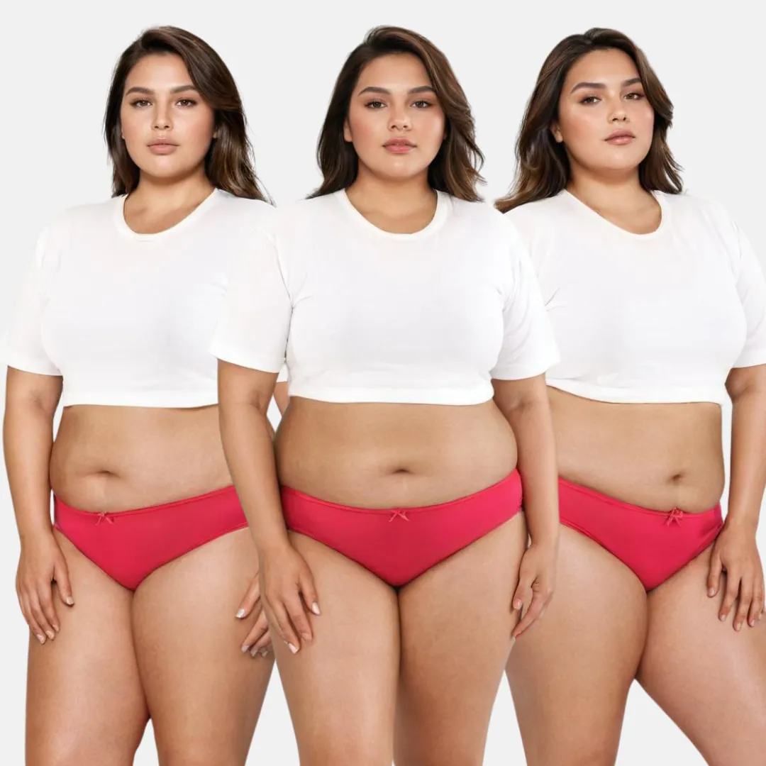 Plus Size BrZee Bikinis | Lightweight Cotton-Elastane Fabric | Super Stretchy For Comfort | No Visible Panty Lines | Pack Of 3 - Image 13