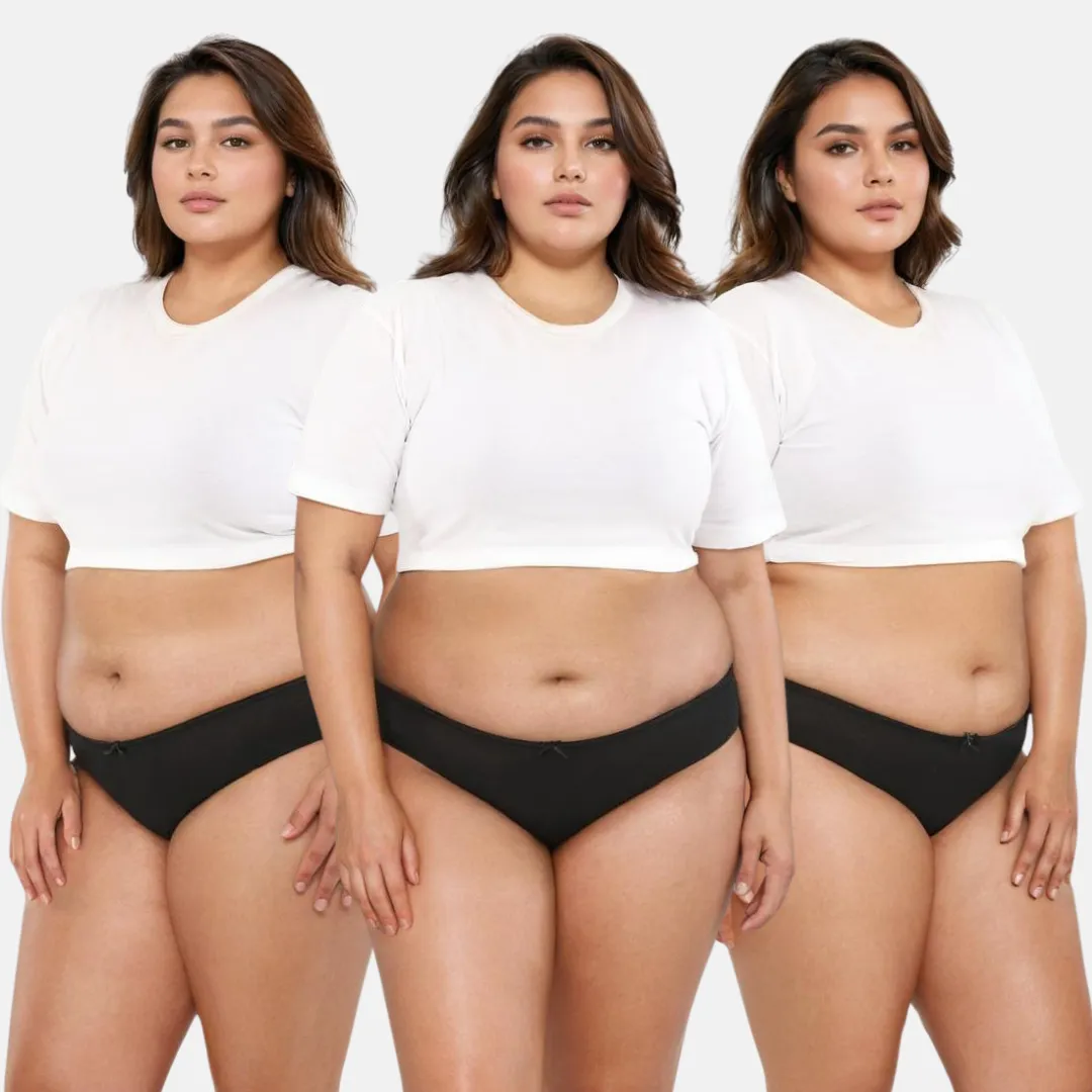 Plus Size BrZee Bikinis | Lightweight Cotton-Elastane Fabric | Super Stretchy For Comfort | No Visible Panty Lines | Pack Of 3 - Image 14