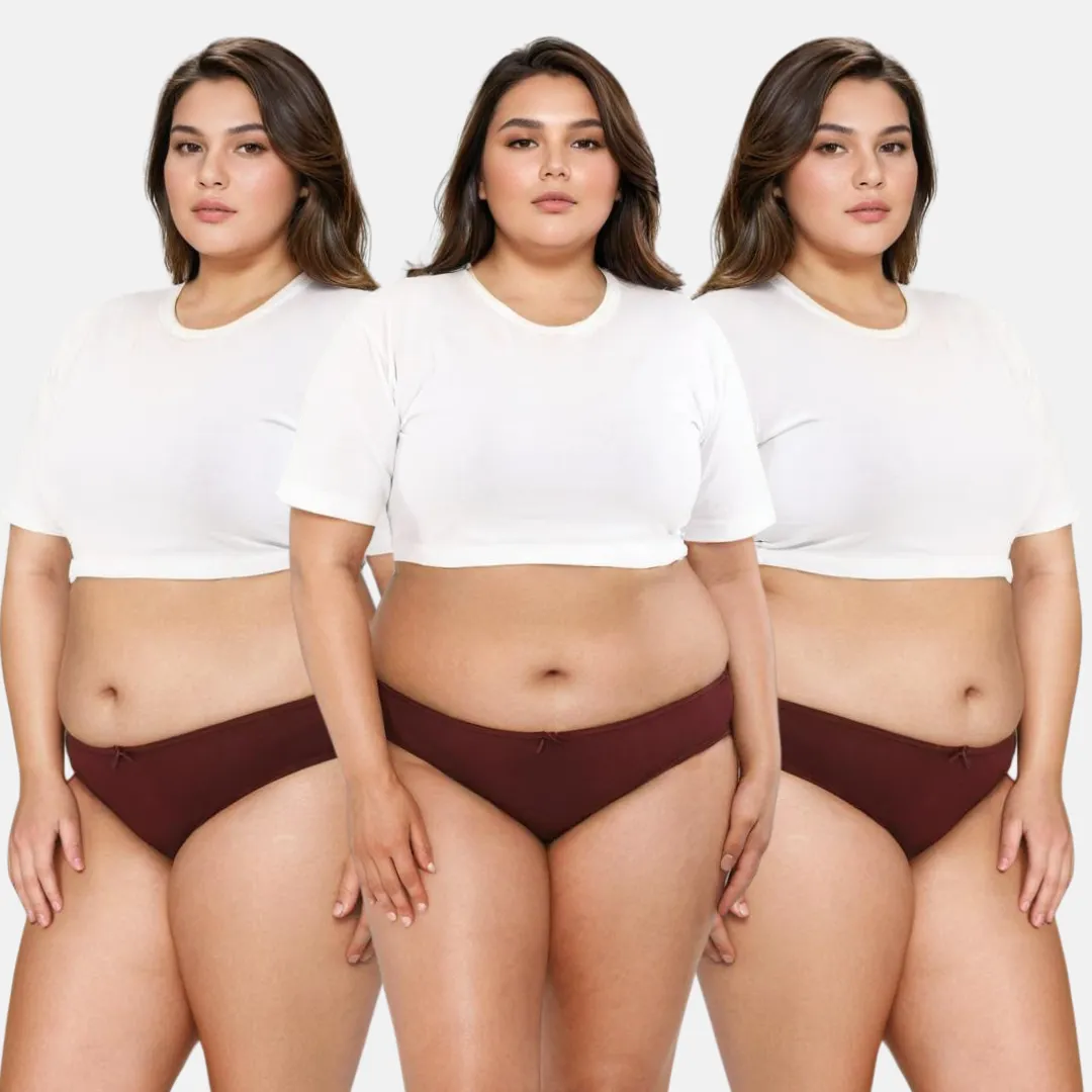 Plus Size BrZee Bikinis | Lightweight Cotton-Elastane Fabric | Super Stretchy For Comfort | No Visible Panty Lines | Pack Of 3 - Image 15