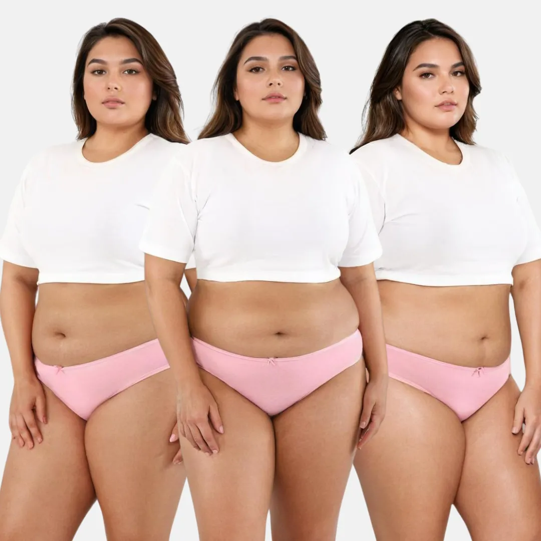 Plus Size BrZee Bikinis | Lightweight Cotton-Elastane Fabric | Super Stretchy For Comfort | No Visible Panty Lines | Pack Of 3 - Image 16