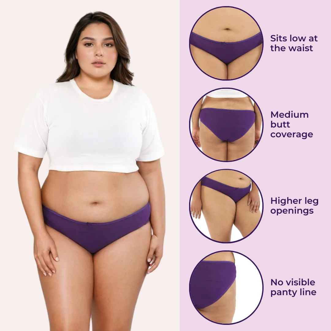 Plus Size BrZee Bikinis | Lightweight Cotton-Elastane Fabric | Super Stretchy For Comfort | No Visible Panty Lines | Pack Of 3 - Image 2