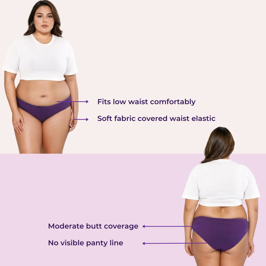 Plus Size BrZee Bikinis | Lightweight Cotton-Elastane Fabric | Super Stretchy For Comfort | No Visible Panty Lines | Pack Of 3 - Image 3