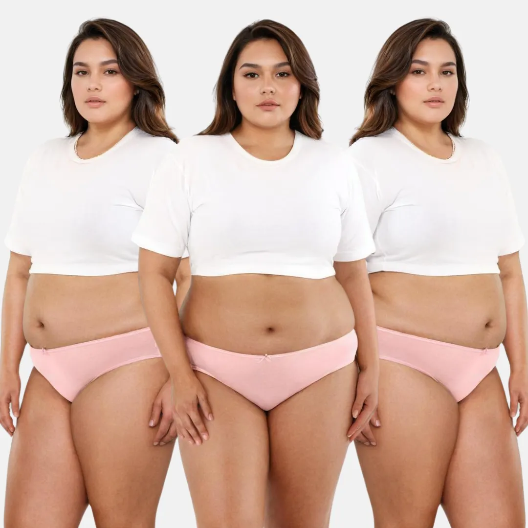 Plus Size BrZee Bikinis | Lightweight Cotton-Elastane Fabric | Super Stretchy For Comfort | No Visible Panty Lines | Pack Of 3 - Image 9