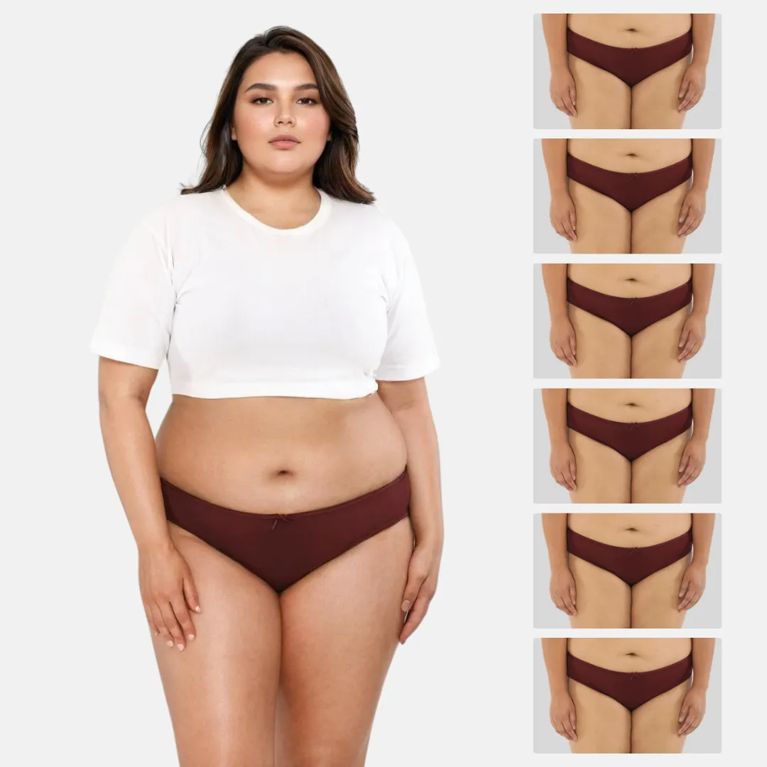 Plus Size BrZee Bikinis | Lightweight Cotton-Elastane Fabric | Super Stretchy For Comfort | No Visible Panty Lines | Pack Of 6 - Image 12