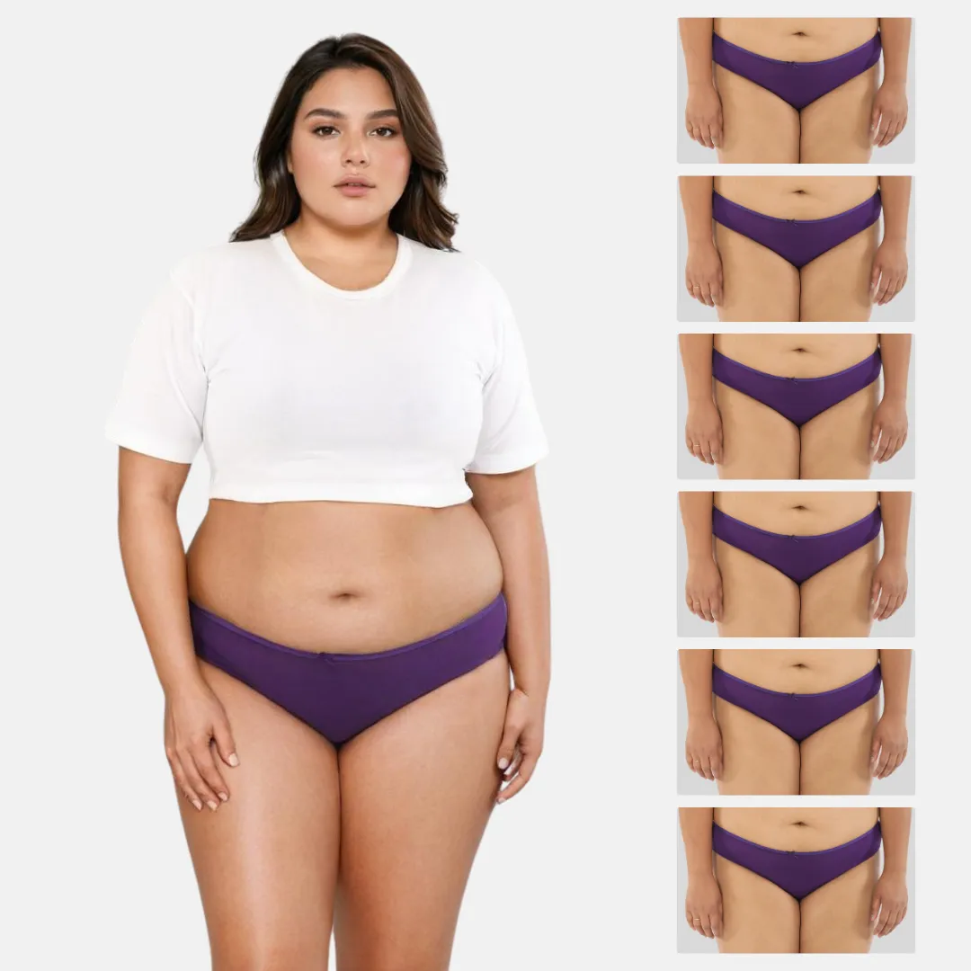 Plus Size BrZee Bikinis | Lightweight Cotton-Elastane Fabric | Super Stretchy For Comfort | No Visible Panty Lines | Pack Of 6 - Image 14
