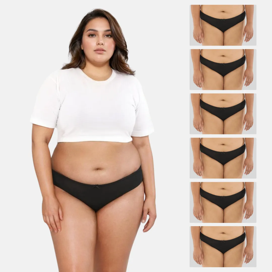 Plus Size BrZee Bikinis | Lightweight Cotton-Elastane Fabric | Super Stretchy For Comfort | No Visible Panty Lines | Pack Of 6 - Image 16