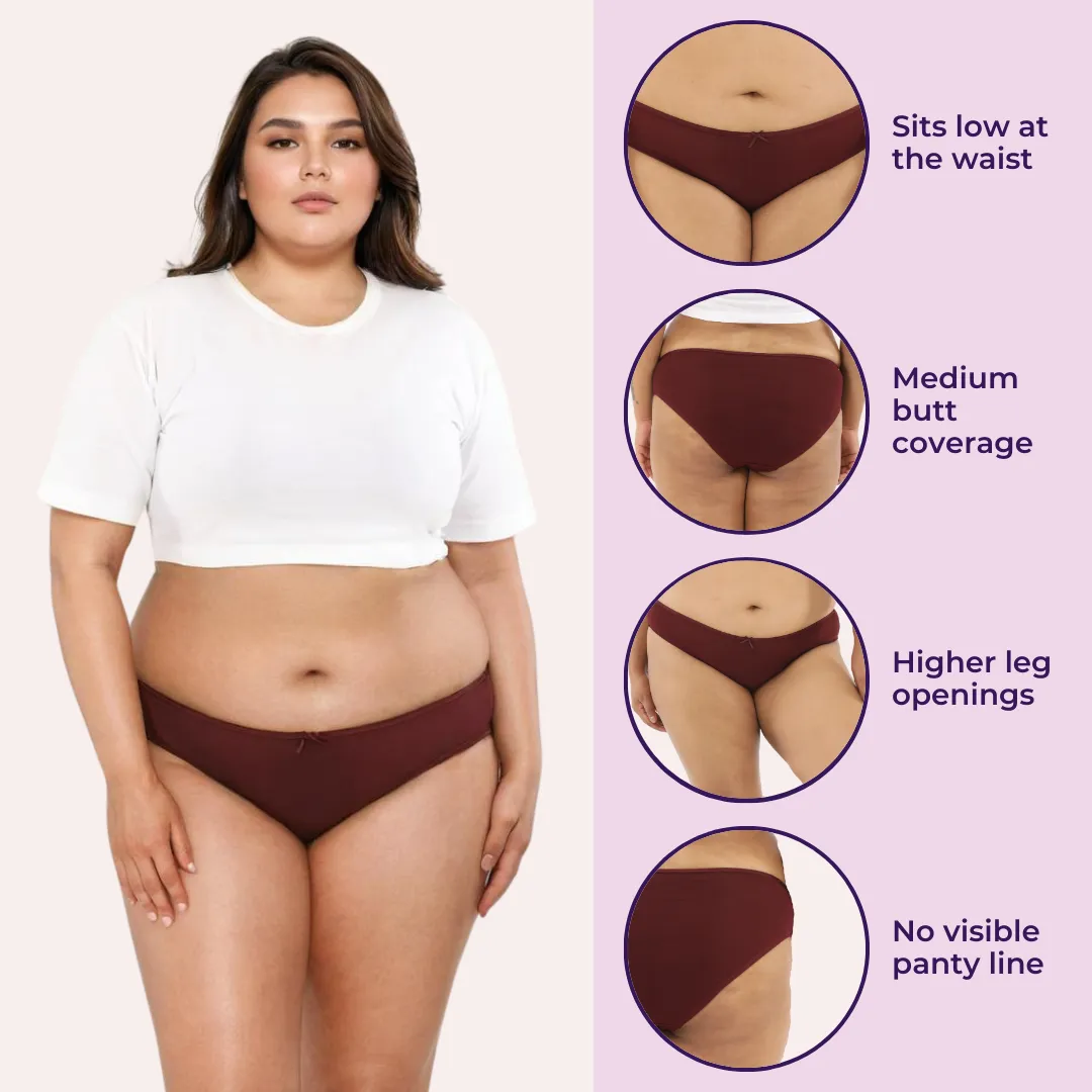 Plus Size BrZee Bikinis | Lightweight Cotton-Elastane Fabric | Super Stretchy For Comfort | No Visible Panty Lines | Pack Of 6 - Image 2