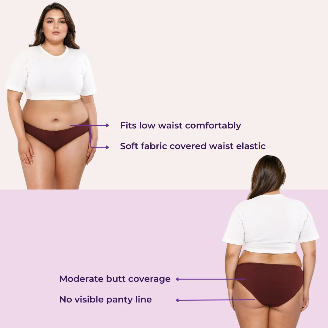 Plus Size BrZee Bikinis | Lightweight Cotton-Elastane Fabric | Super Stretchy For Comfort | No Visible Panty Lines | Pack Of 6 - Image 3