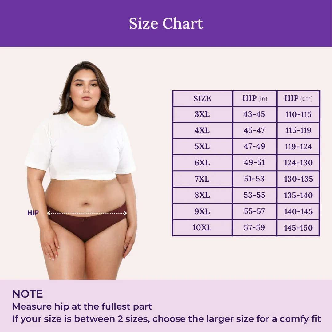 Plus Size BrZee Bikinis | Lightweight Cotton-Elastane Fabric | Super Stretchy For Comfort | No Visible Panty Lines | Pack Of 6 - Image 4