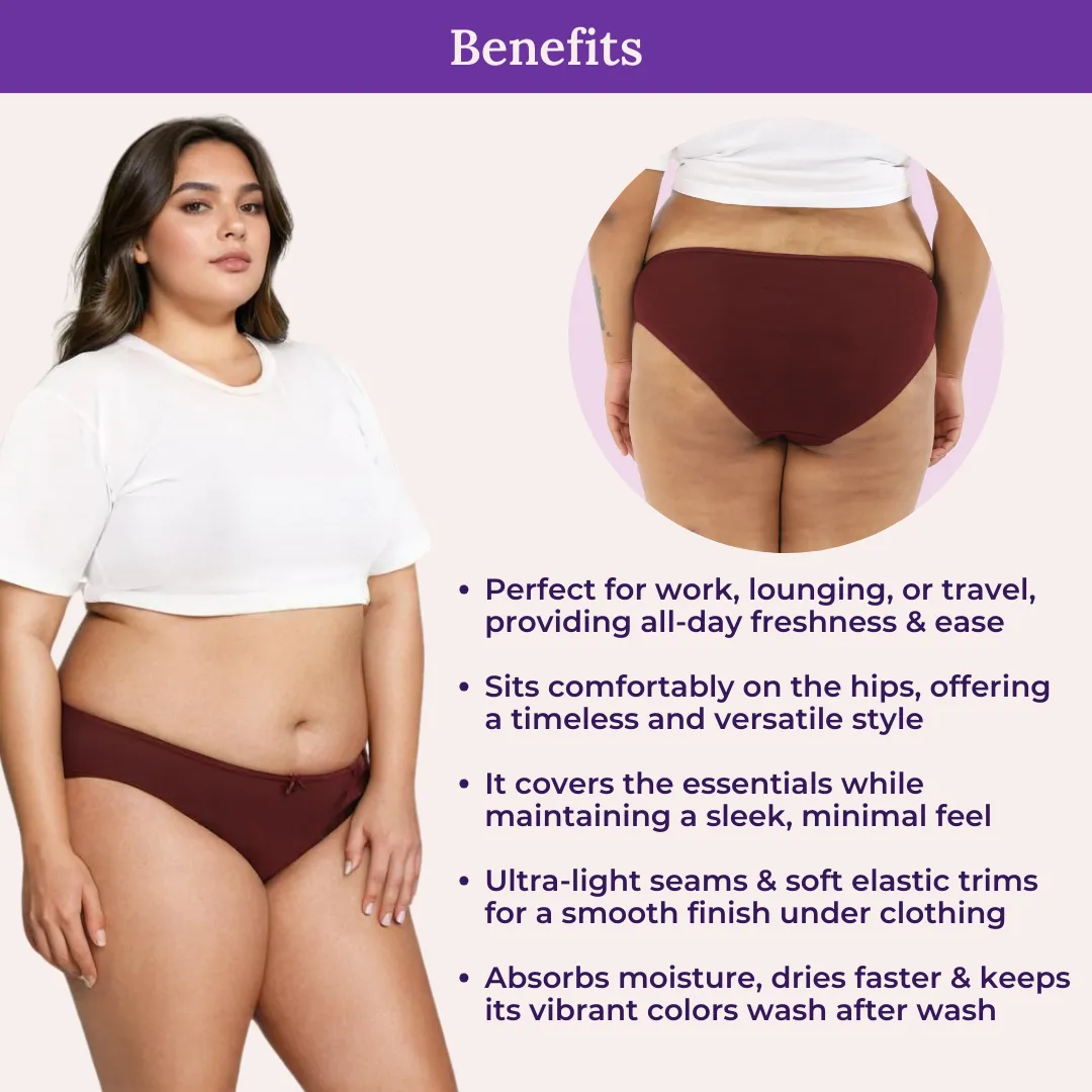 Plus Size BrZee Bikinis | Lightweight Cotton-Elastane Fabric | Super Stretchy For Comfort | No Visible Panty Lines | Pack Of 6 - Image 5