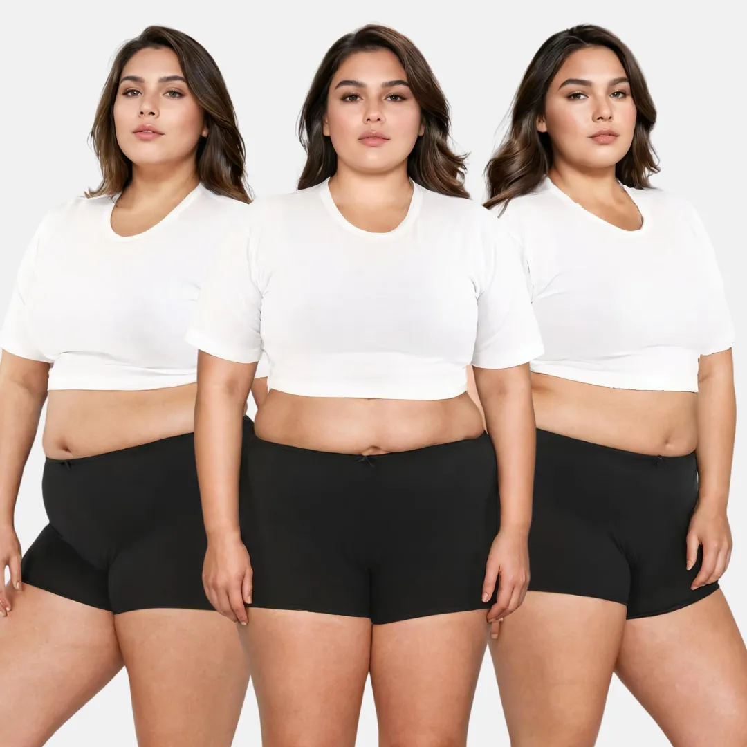 Plus Size BrZee Boyshorts | Lightweight Cotton-Elastane Fabric | Super Stretchy For Comfort | No Visible Panty Lines | Pack Of 3 - Image 11
