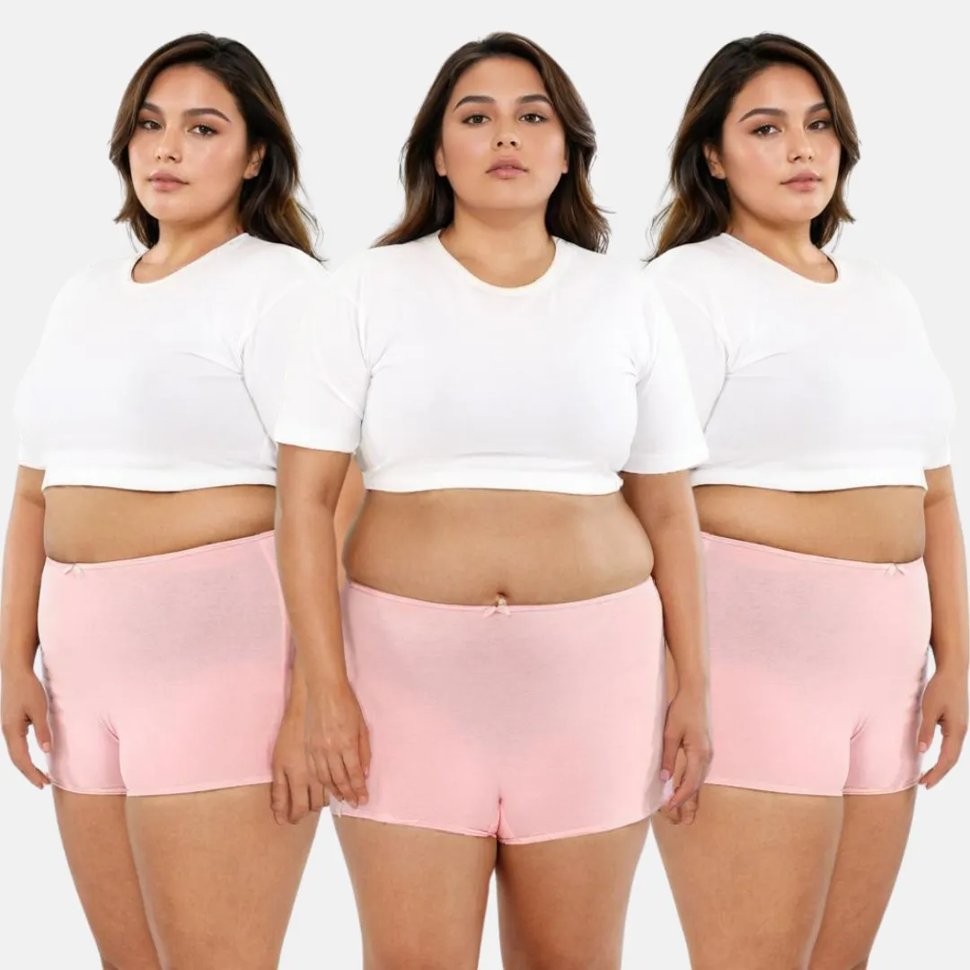 Plus Size BrZee Boyshorts | Lightweight Cotton-Elastane Fabric | Super Stretchy For Comfort | No Visible Panty Lines | Pack Of 3 - Image 12