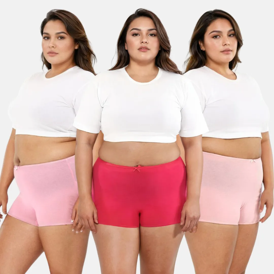 Plus Size BrZee Boyshorts | Lightweight Cotton-Elastane Fabric | Super Stretchy For Comfort | No Visible Panty Lines | Pack Of 3 - Image 13